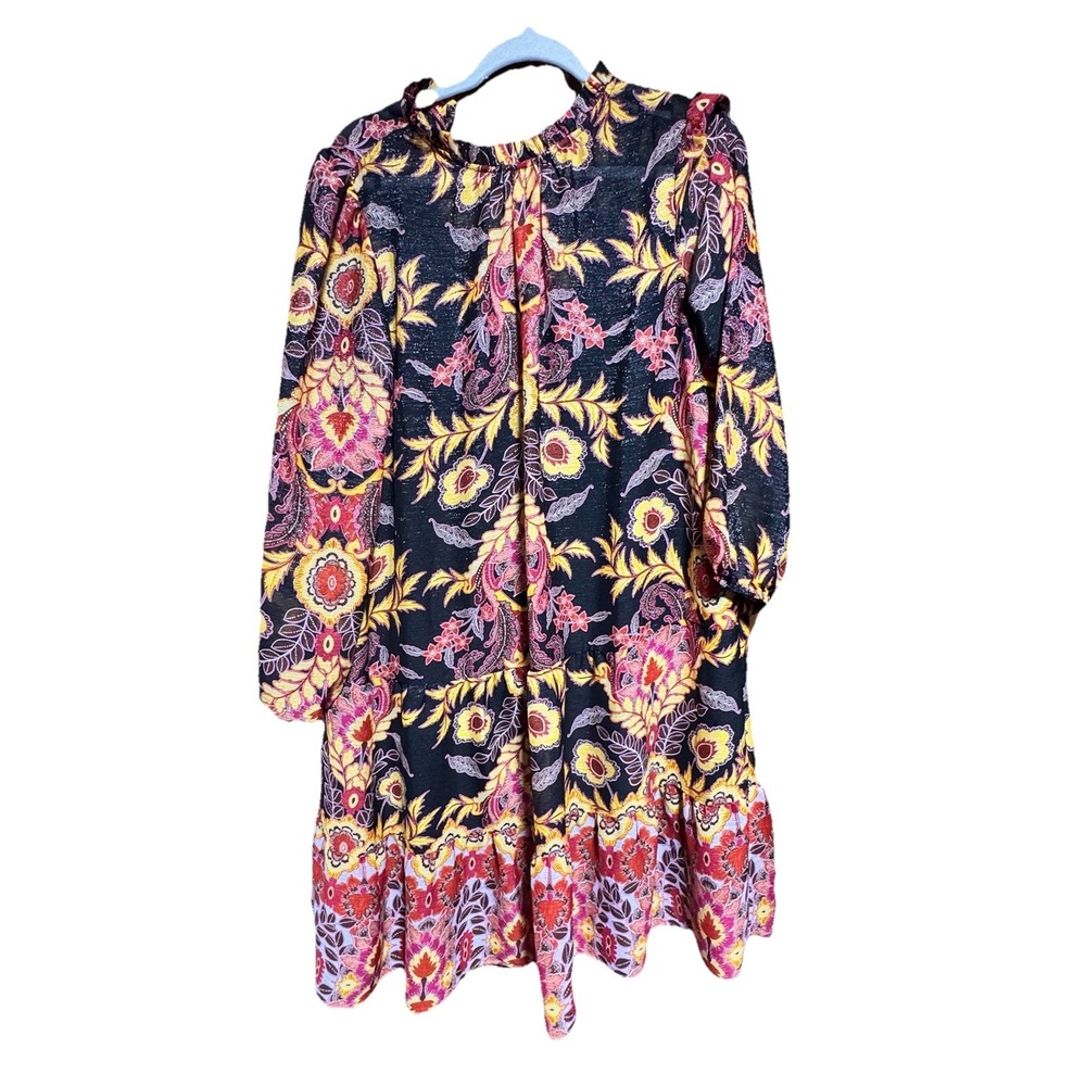 MAIA Long Sleeve‎ Floral Chiffon Shift Dress  Floral With Full Slip Liner 12-14 - Picture 2 of 9